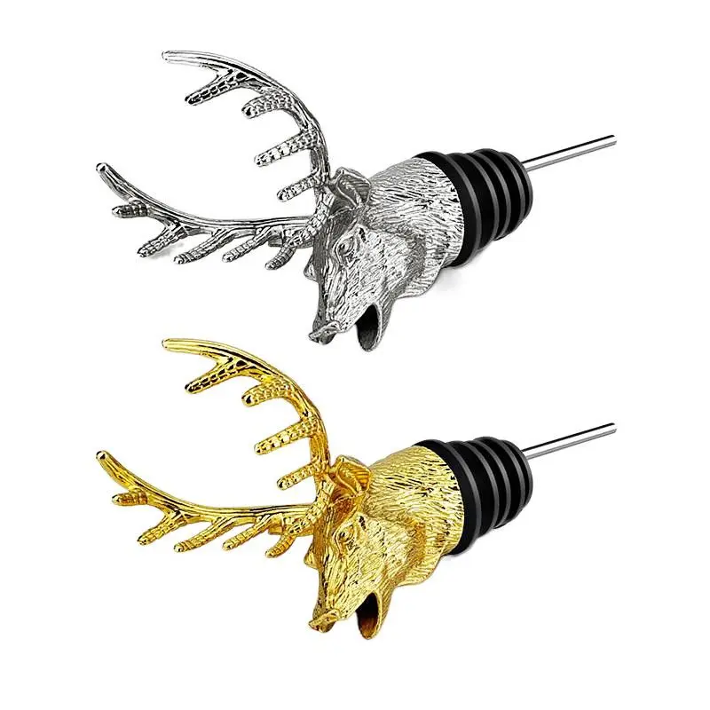 Gold and silver metal deer head bottle stoppers