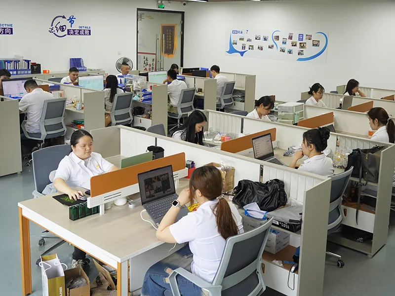 Professional sales and customer service team working in LDS perfume cap office