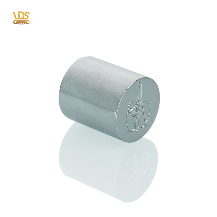 silver Embossing Cylindrical Shape Zamak Perfume lid