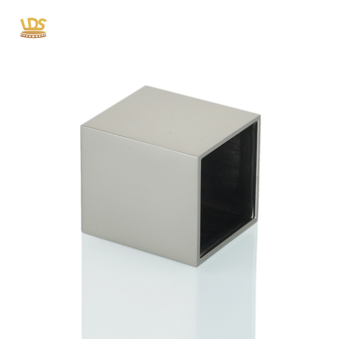 Square gunmetal gray zinc alloy perfume cap with black liner by LEADERS
