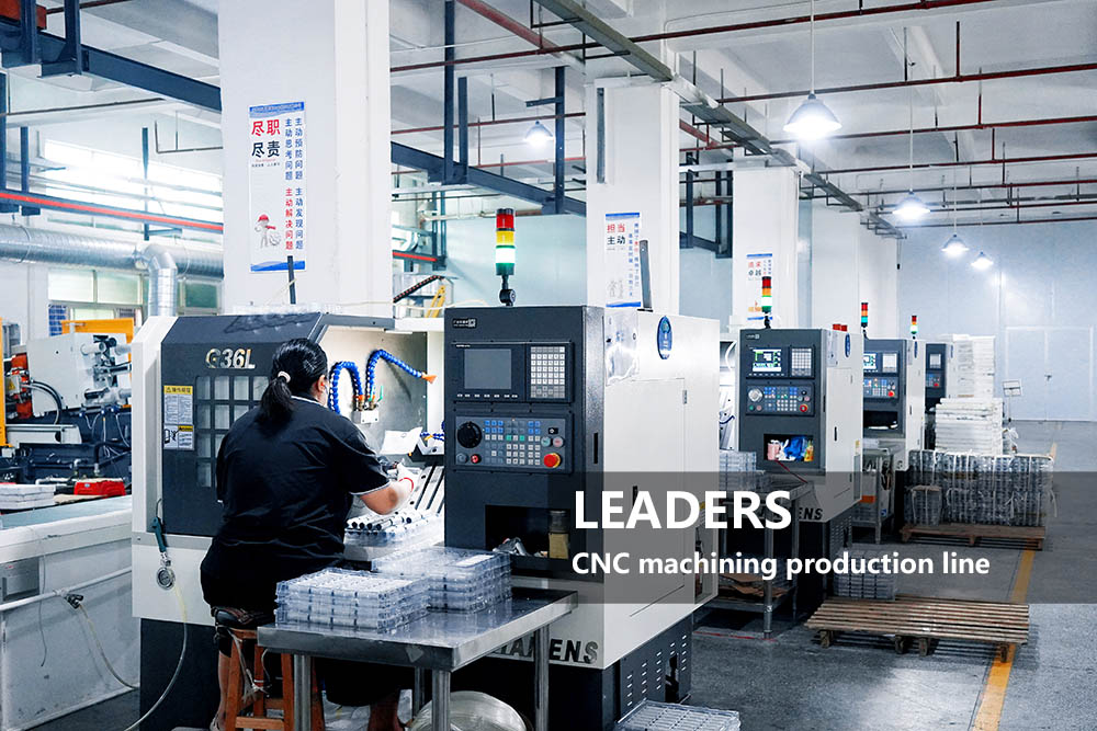 Leaders CNC machining production line operator processing metal perfume cap components in factory