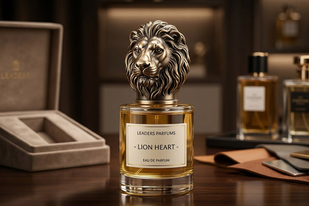 Custom sculptural lion head zinc alloy perfume cap by Leaders